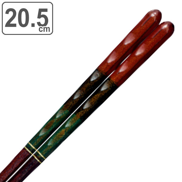 箸 20.5cm プレミアムアイ トラディショナルライン 八角翠玉 木製 天然木 漆 日本製