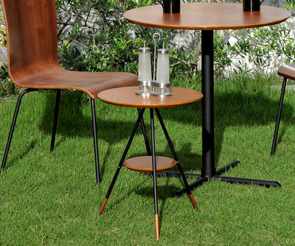 サイドテーブル 高さ50cm 円型 丸 LATTE ラテ ラック 棚 木製 スチール