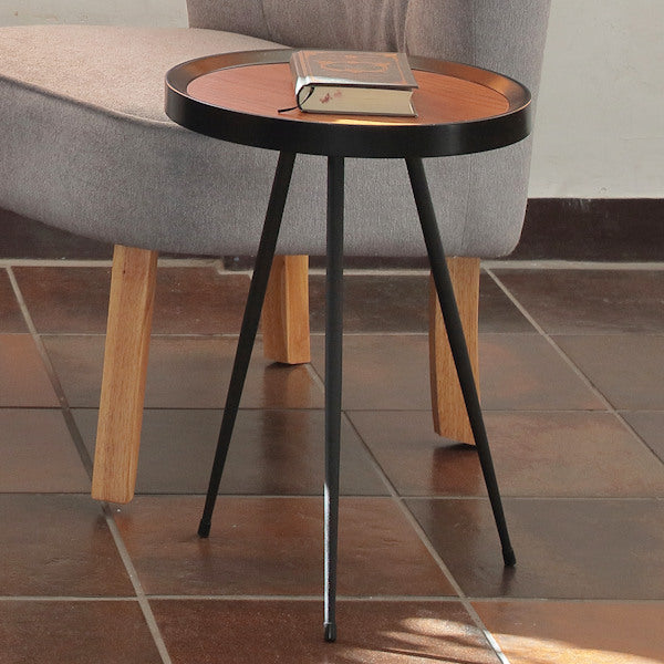 サイドテーブル 高さ48cm マルコ MARCO 丸 円型 木製 天然木 スチール サイド テーブル