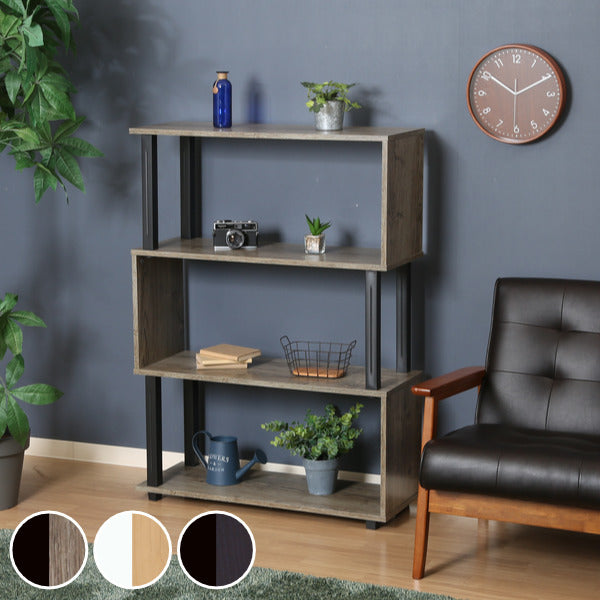 オープンラック 3段 S型 簡単組立て ディスプレイラック 幅80cm