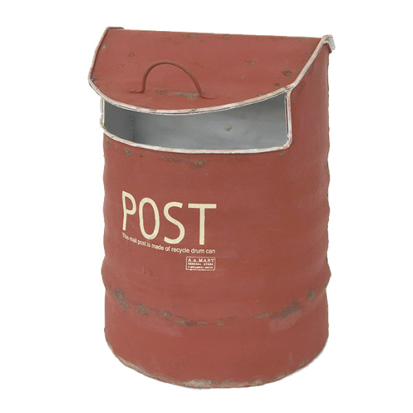 郵便ポスト メールボックス 壁掛け 置き型 アンティーク加工 ラウンド ドラム缶リメイク