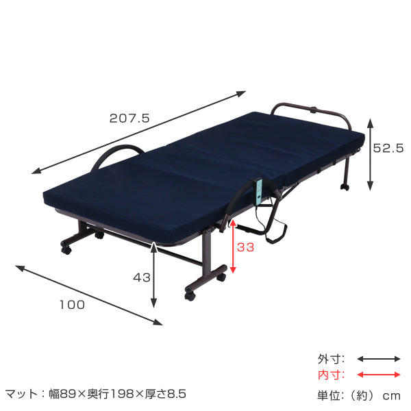 電動ベッド シングル 高床 折りたたみ ベッド マットレス 電動 リクライニング