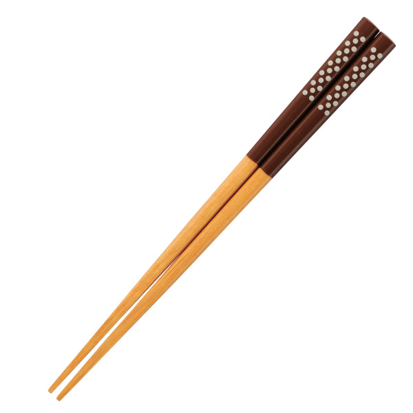 箸 18cm ランチタイム ドットミニ 子供用 先角 木製 天然木 日本製