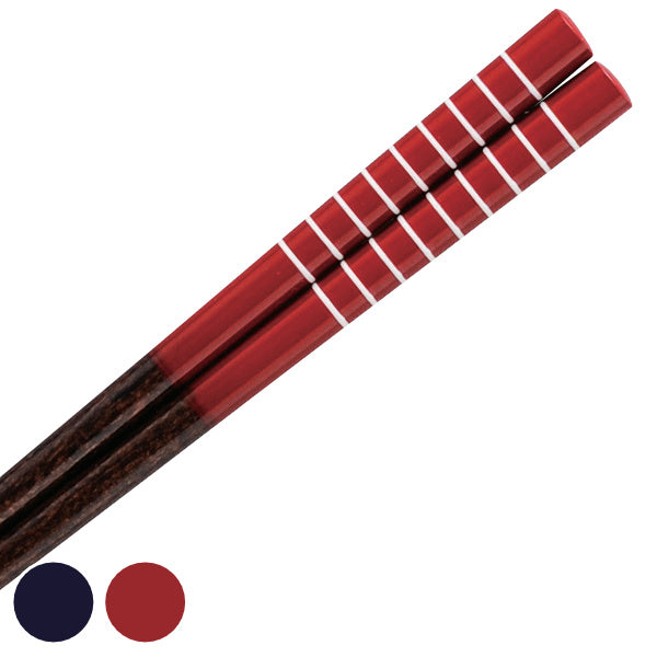 箸 18cm ランチタイム 白ライン 子供用 先角 木製 天然木 日本製