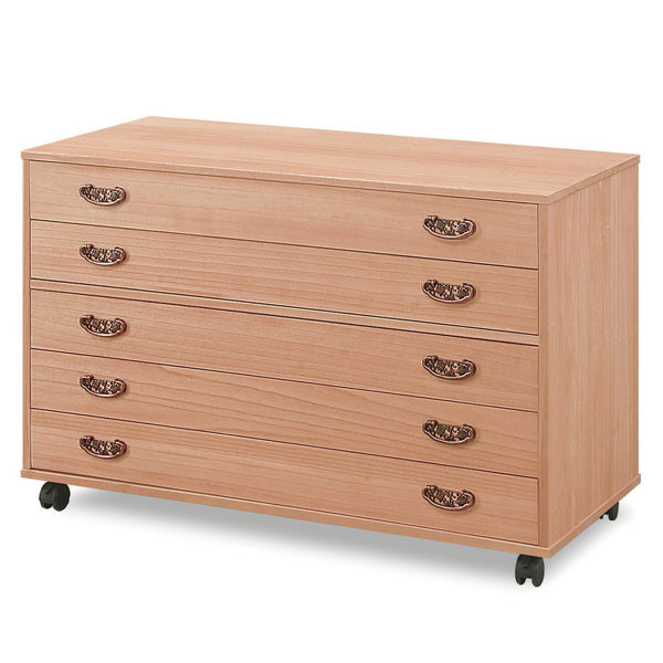 総桐チェスト5段桐たんす柿渋仕上キャスター付日本製幅100cm