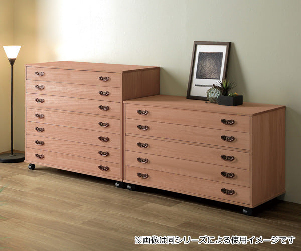 総桐チェスト5段桐たんす柿渋仕上キャスター付日本製幅100cm
