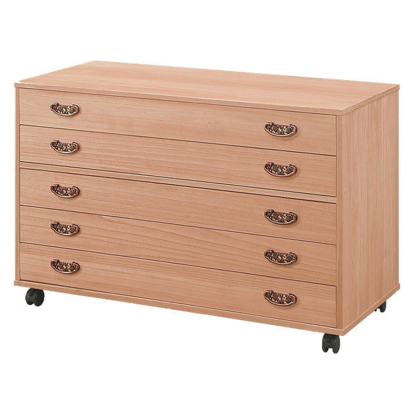 総桐チェスト5段桐たんす柿渋仕上キャスター付日本製幅100cm