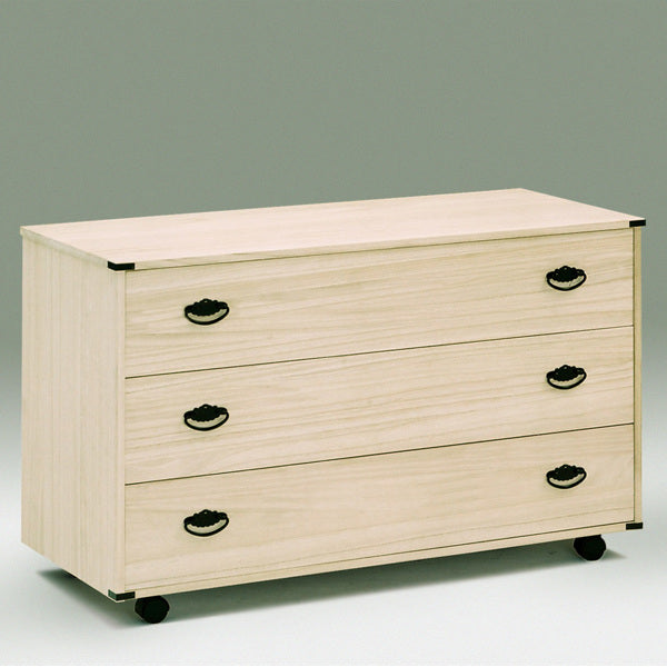 総桐チェスト3段クローゼット収納キャスター付日本製幅100cm