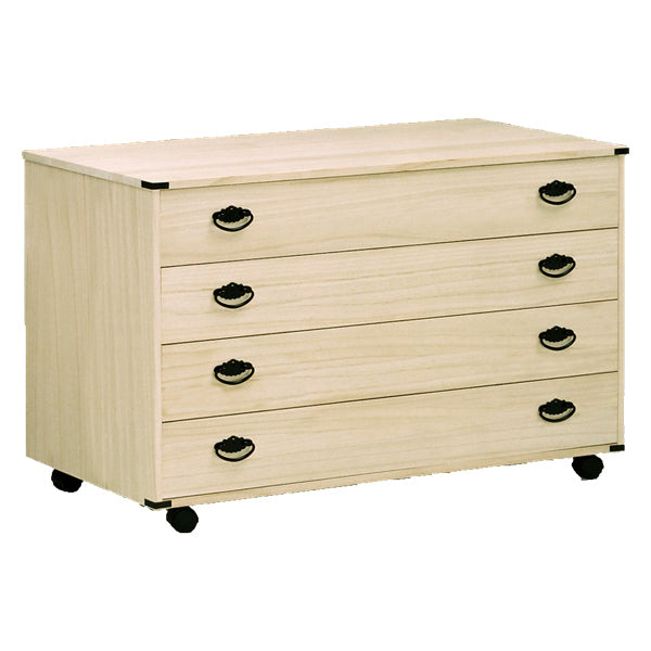 総桐チェスト4段クローゼット収納キャスター付日本製幅100cm