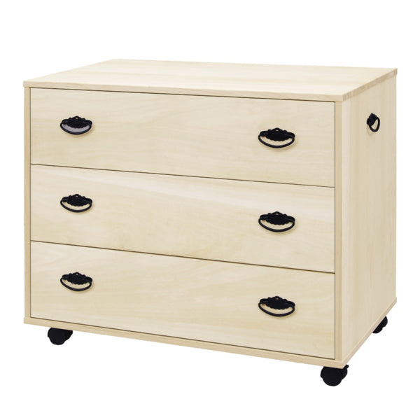 総桐 押入れタンス 3段 浅型 キャスター付 日本製 幅75cm -1