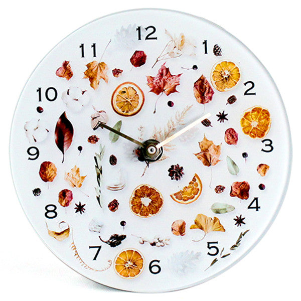 置時計 ブルームガラス オレンジ アナログ 北欧 時計