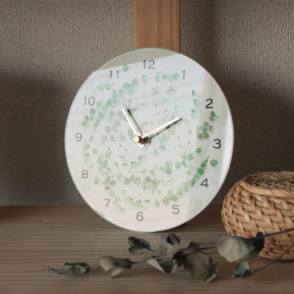 置時計 ブルームガラス ユーカリ アナログ 北欧 時計