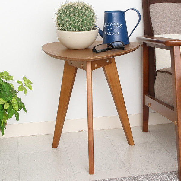サイドテーブル 高さ44.5cm コーヒーテーブル 木製 天然木 三角形 テーブル