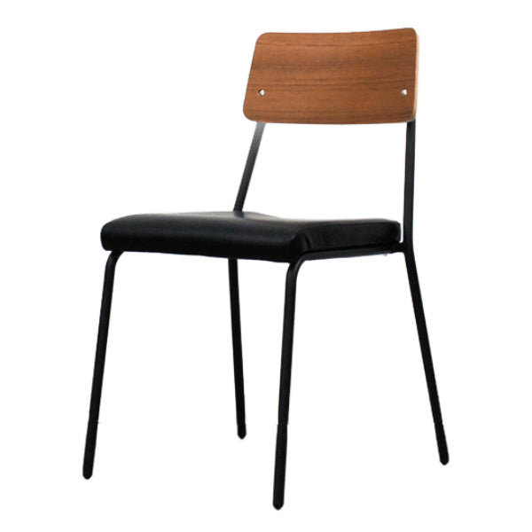 チェア 座面高46cm 木製 レザー調 スチール ブルックリンスタイル ヴィンテージ調 ダイニングチェア