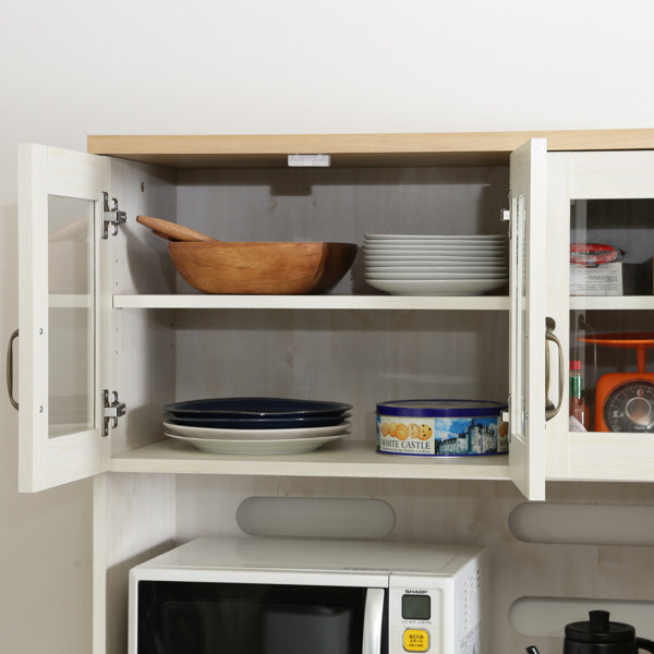 食器棚 キッチン収納 ハイタイプ キャビネット カントリー調 幅90cm