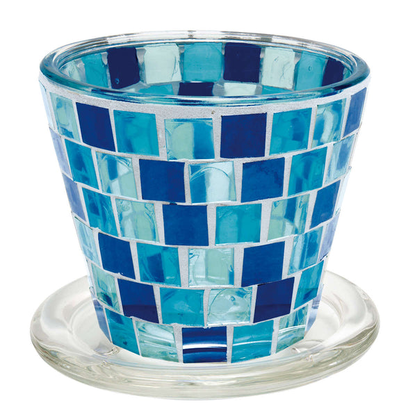 プランター 植木鉢 モザイクガラスプラントポット S ソーサー付き ガラス製