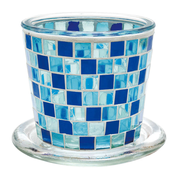 プランター 植木鉢 モザイクガラスプラントポット L ソーサー付き ガラス製