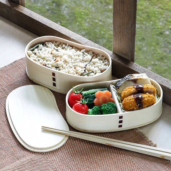 弁当箱 曲げわっぱ 2段 800ml 豆型 – ハウジー