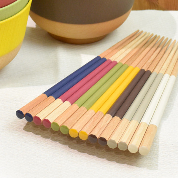箸＆スプーンセット やさしい彩り 八角箸 箸 スプーン 天然木 木製