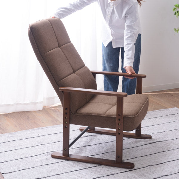 高座椅子高齢者リクライニング肘掛腰痛M木製折りたたみ座面高29～38cm