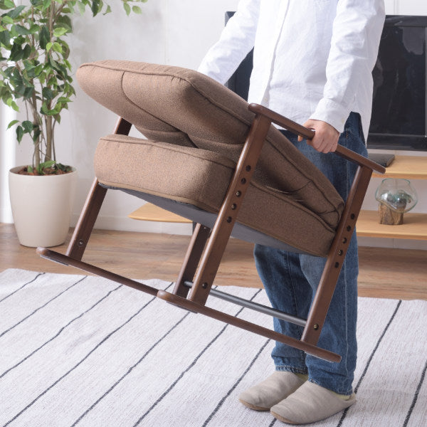 高座椅子高齢者リクライニング肘掛腰痛M木製折りたたみ座面高29～38cm