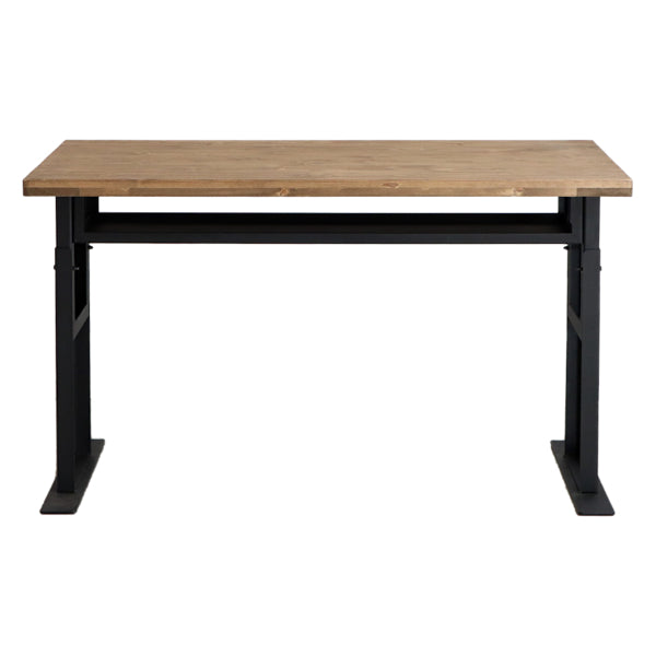 ダイニングテーブル 幅130cm 高さ調整 木製 天然木 ラック付き 収納 スチール ダイニング テーブル 机 おしゃれ