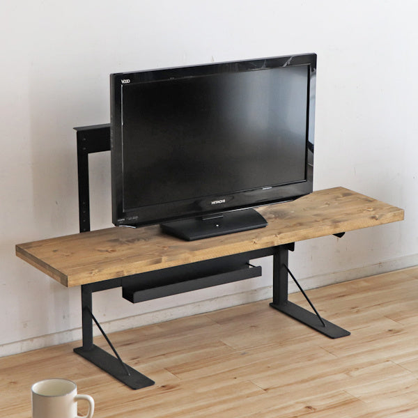 テレビ台 幅130cm 高さ調整 木製 天然木 配線 収納 スチール テレビボード デスク おしゃれ -2