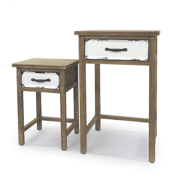 ガーデニング収納 ガーデンテーブル ドロワー付きサイドテーブル 2種セット