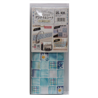 デコタイルシール 花タイル 25cm×100cm 貼ってはがせる リメイクシート