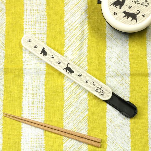 箸箱セット 箸 箸箱 19.5cm Potter モノクロ クロネコ