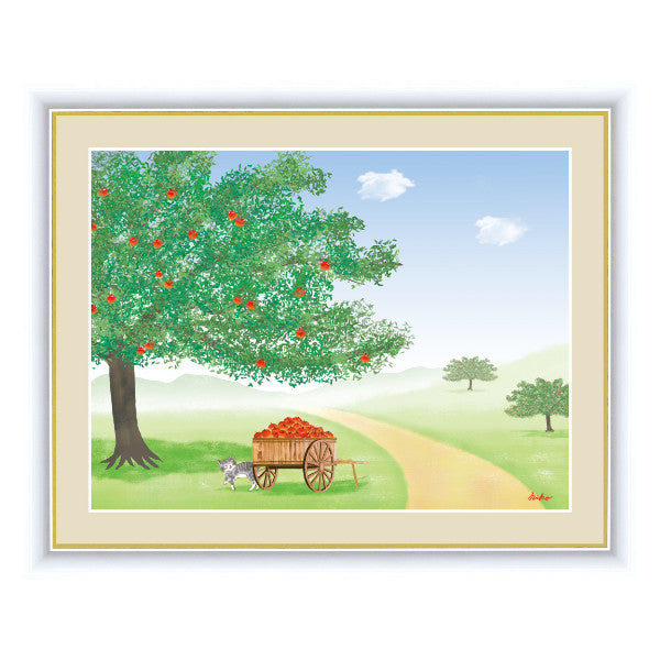 絵画 『りんごの木』 34×42cm 鈴木みこと 額入り 巧芸画 インテリア
