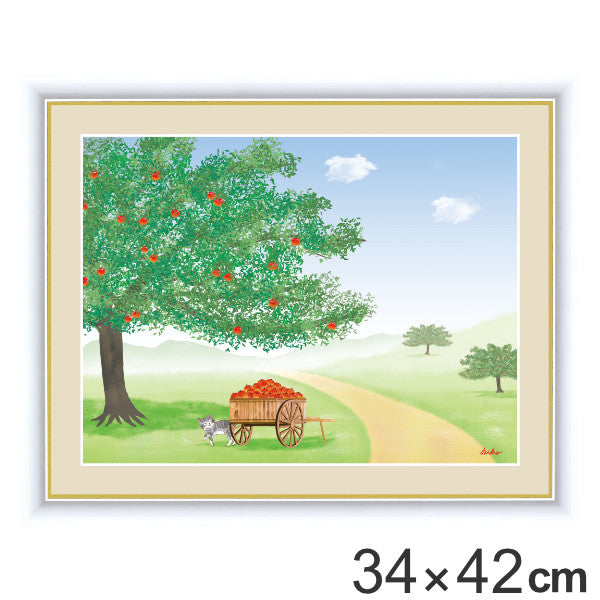 絵画 『りんごの木』 34×42cm 鈴木みこと 額入り 巧芸画 インテリア