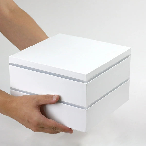 弁当箱 重箱 2段 3400ml 3人 4人用 21cm 角 二段重 ホワイト – ハウジー