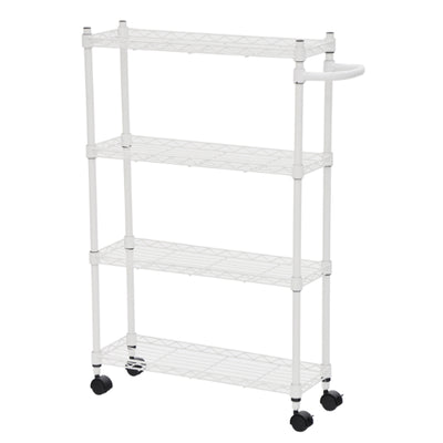 スチールワゴン 4段 スリムタイプ ホワイト 幅60cm