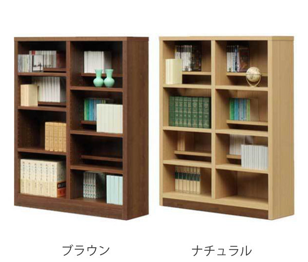 本棚 木製 コミックシェルフ 前後分割可動棚 日本製 幅90cm 高さ120cm