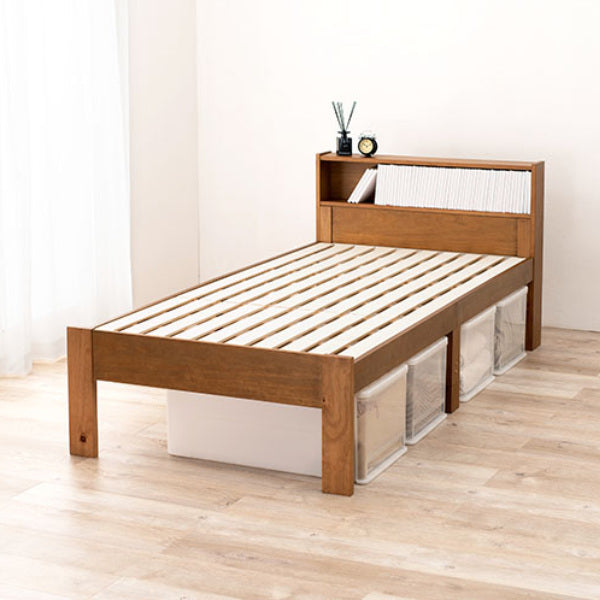 ベッド シングル 本棚 漫画 ラック 木製 天然木 すのこ 収納 シングル