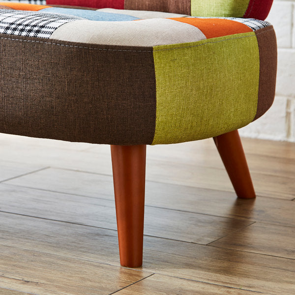 ソファ 二人掛け 幅123m コンパクト パッチワーク ローソファ 脚付き