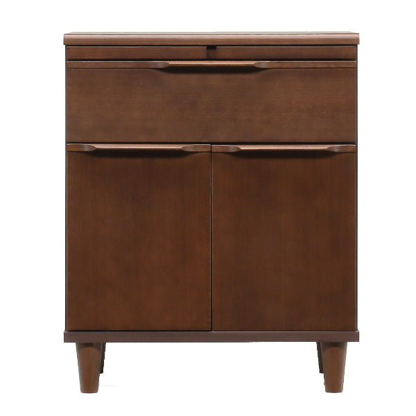 マルチキャビネット引出しスライドボード付突板仕上げ幅60cm