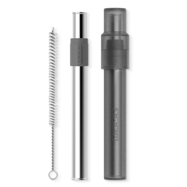 ストロー 21.5cm ジャンボポケットストロー ゾク ZOKU エコストロー タピオカストロー ステンレス シリコン 折りたたみ