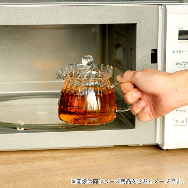 ティーポット 450ml ワイド 茶こし付き 耐熱ガラス お茶ポット
