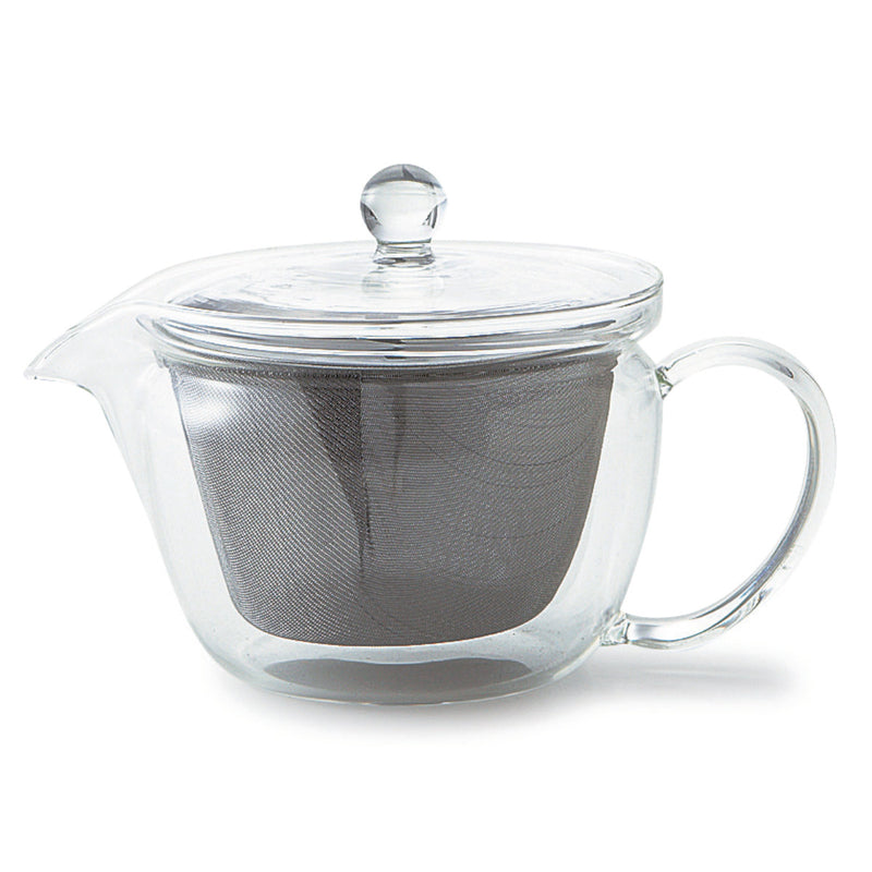 ティーポット 450ml ワイド 茶こし付き 耐熱ガラス お茶ポット