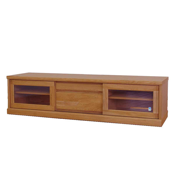 テレビ台 ローボード 天然木 ガラス引き戸 FIGARO 幅152cm