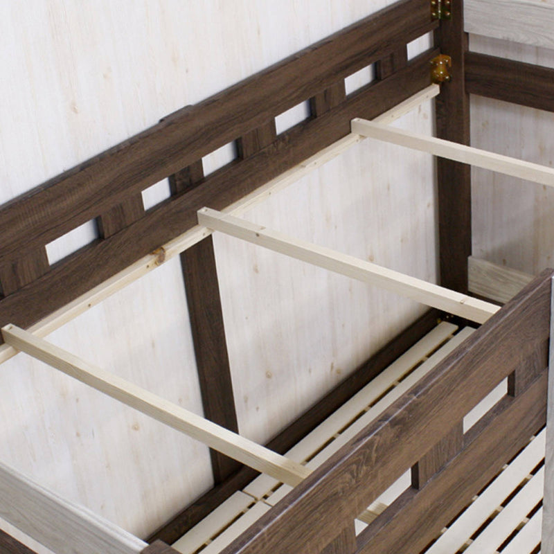 2段ベッド 木目調 すのこ はしご ツートンカラー