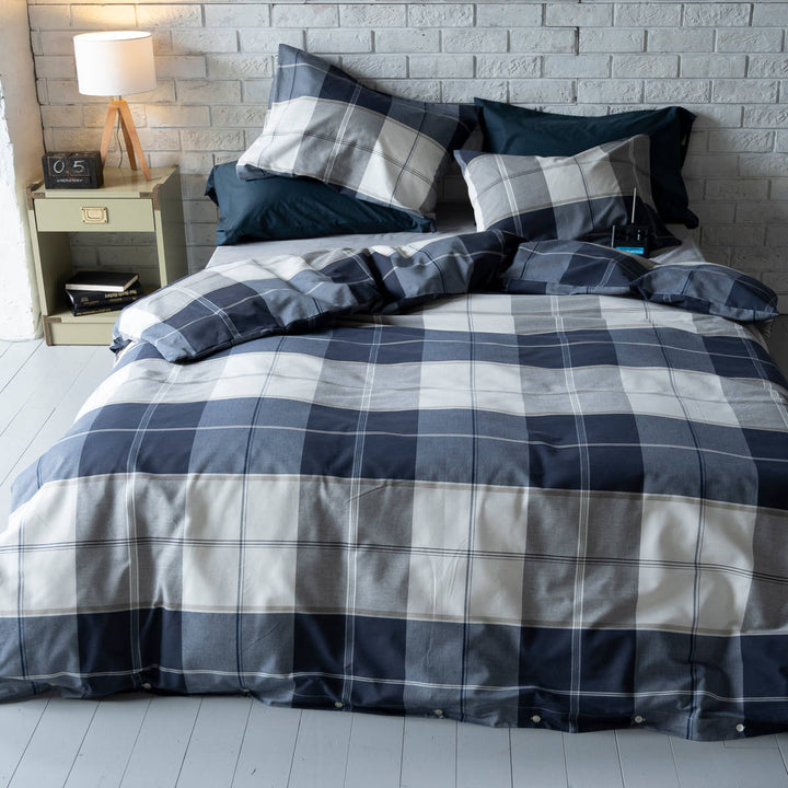 掛け布団カバー Fab the Home ダブル アクロス 綿100％ チェック柄 -12