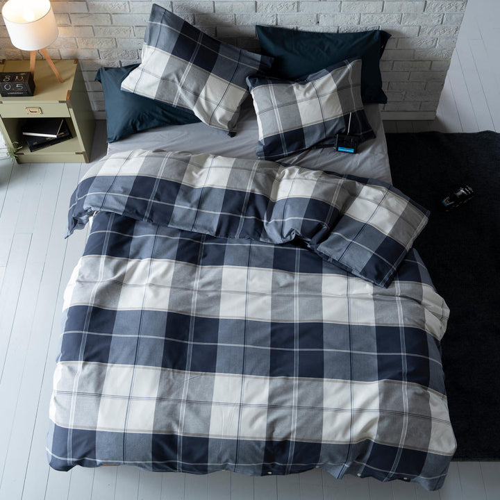 掛け布団カバー Fab the Home ダブル アクロス 綿100％ チェック柄 -13