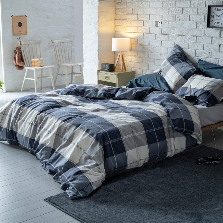 掛け布団カバー Fab the Home ダブル アクロス 綿100％ チェック柄 -14