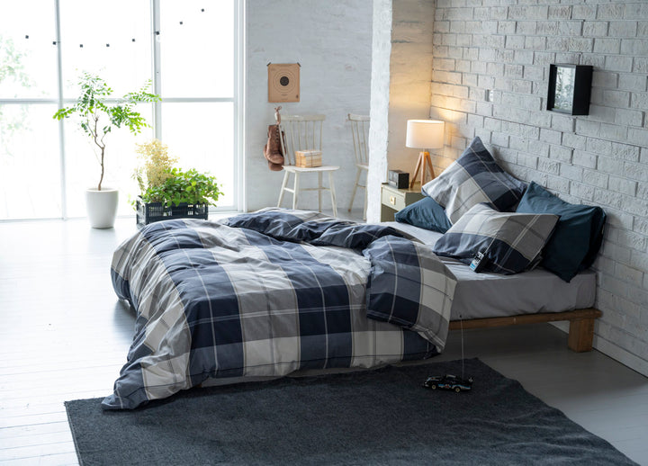掛け布団カバー Fab the Home ダブル アクロス 綿100％ チェック柄 -17