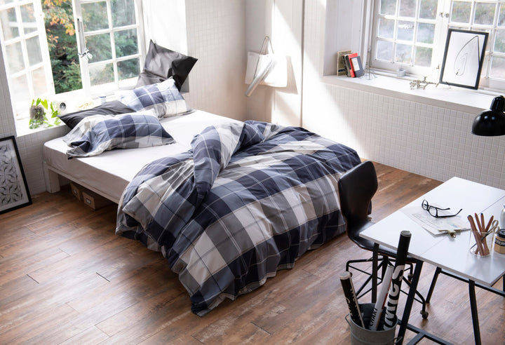 掛け布団カバー Fab the Home ダブル アクロス 綿100％ チェック柄 -6