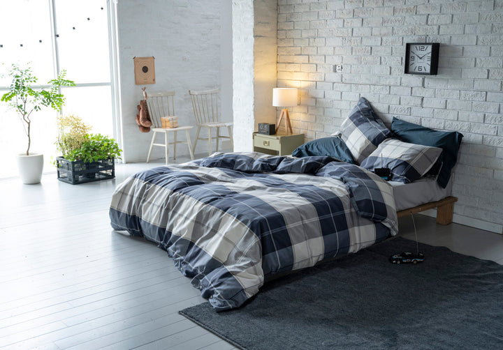 掛け布団カバー Fab the Home ダブル アクロス 綿100％ チェック柄 -7