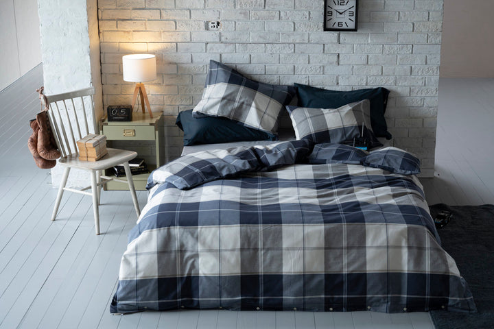 掛け布団カバー Fab the Home ダブル アクロス 綿100％ チェック柄 -8